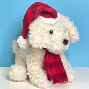 RARE Gitzy Beautifully Detailed White Christmas Puppy Dog 12" Plush Stuffed‎ Toy